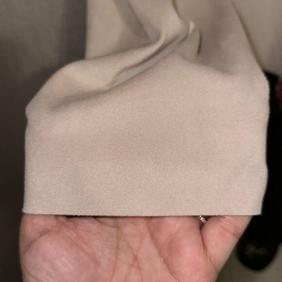 Anne Klein L Cream Micro Suede Open Front Light Professional Peplum Jacket - Picture 7 of 12